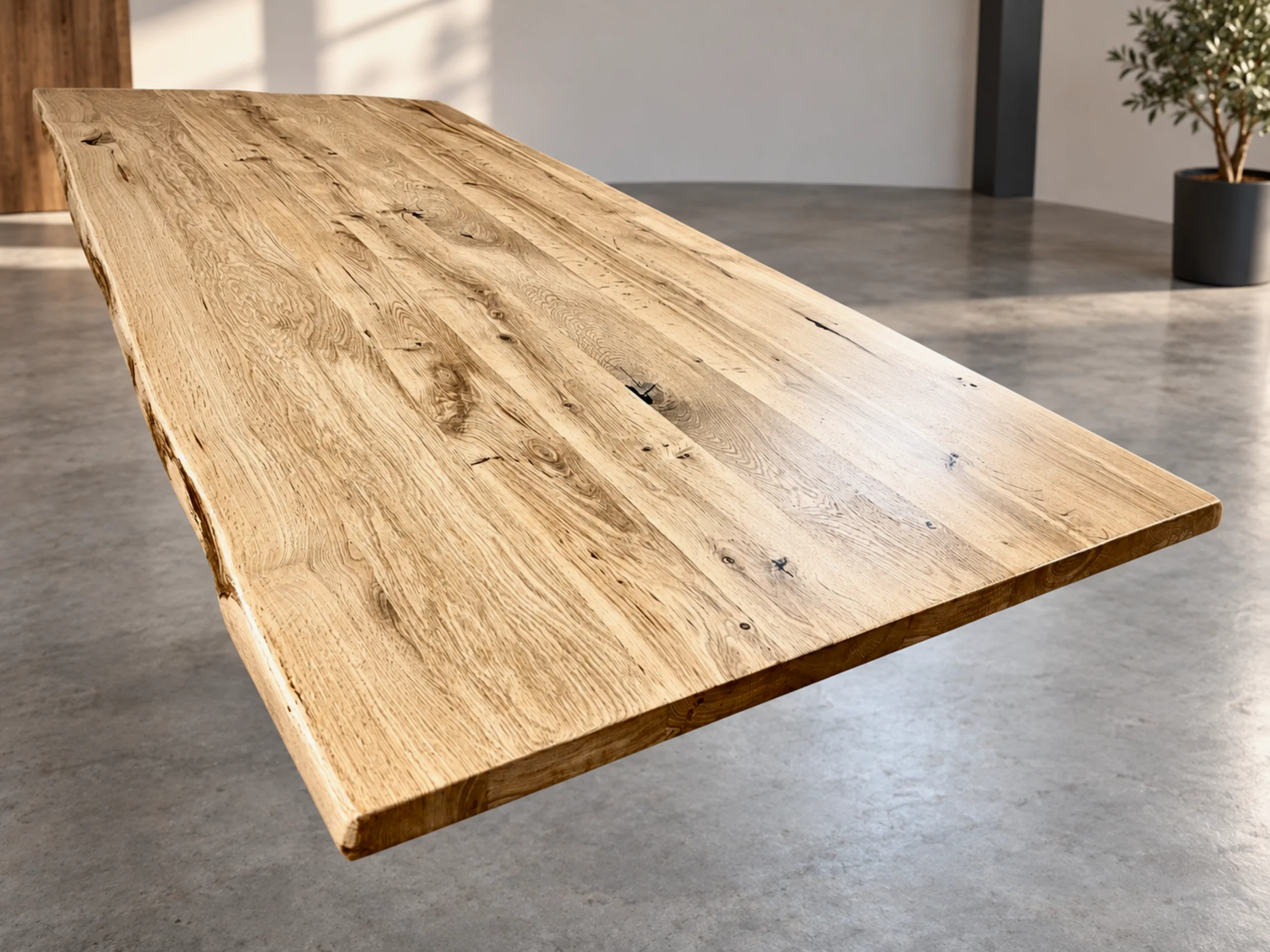Un plateau de table à manger en chêne massif