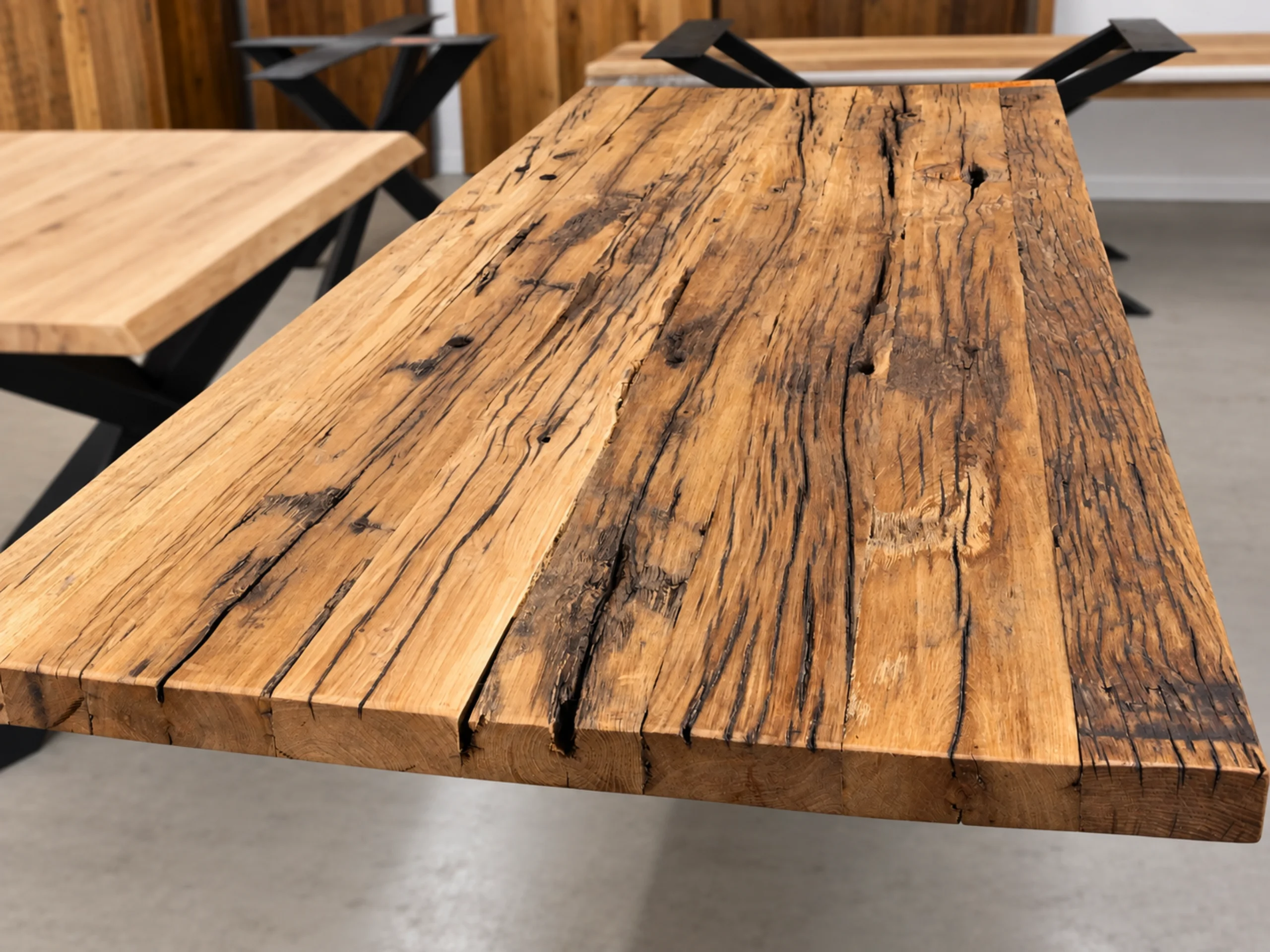Un plateau de table à manger en bois ancien