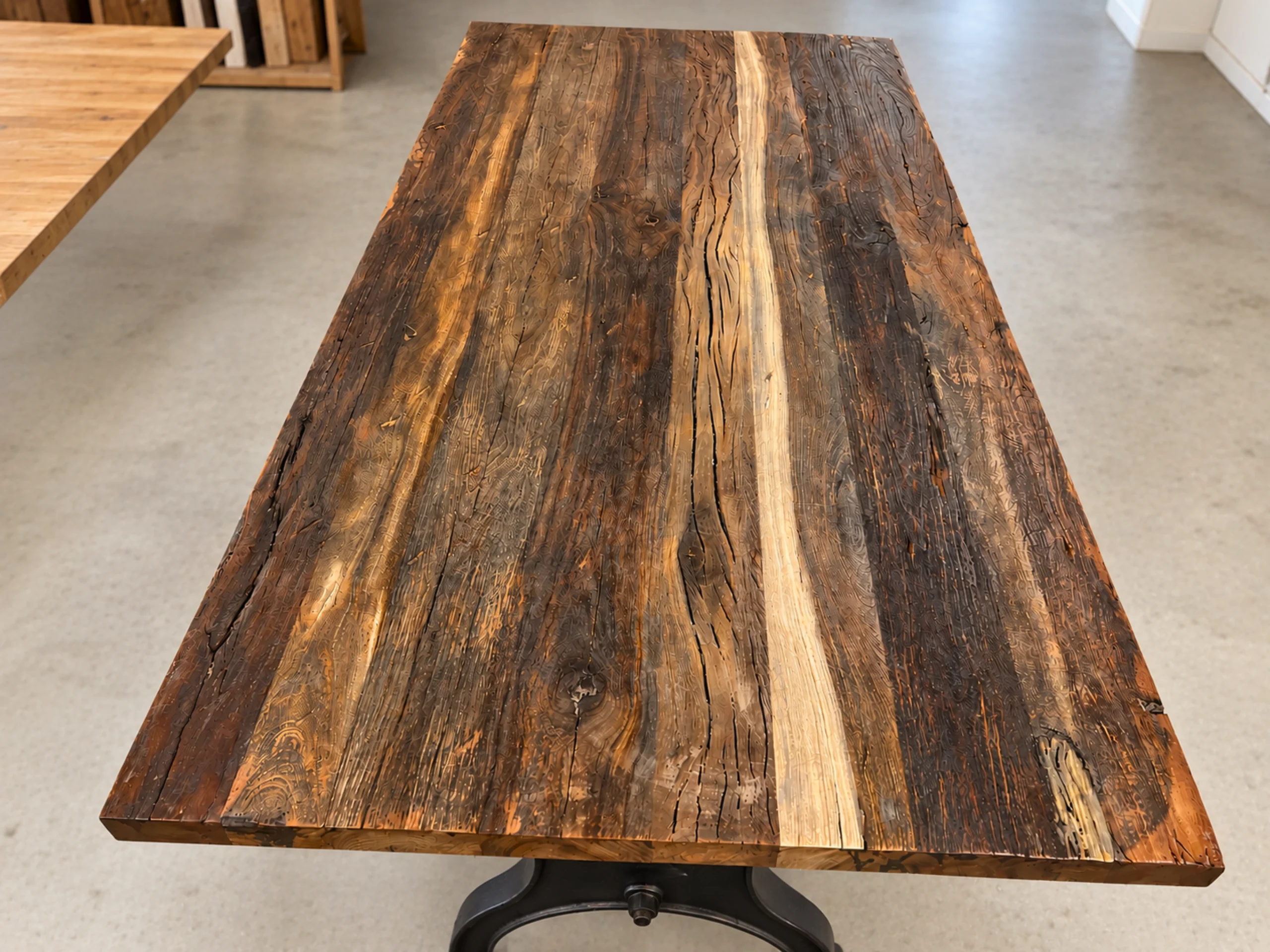 Un plateau de table en bois récupéré