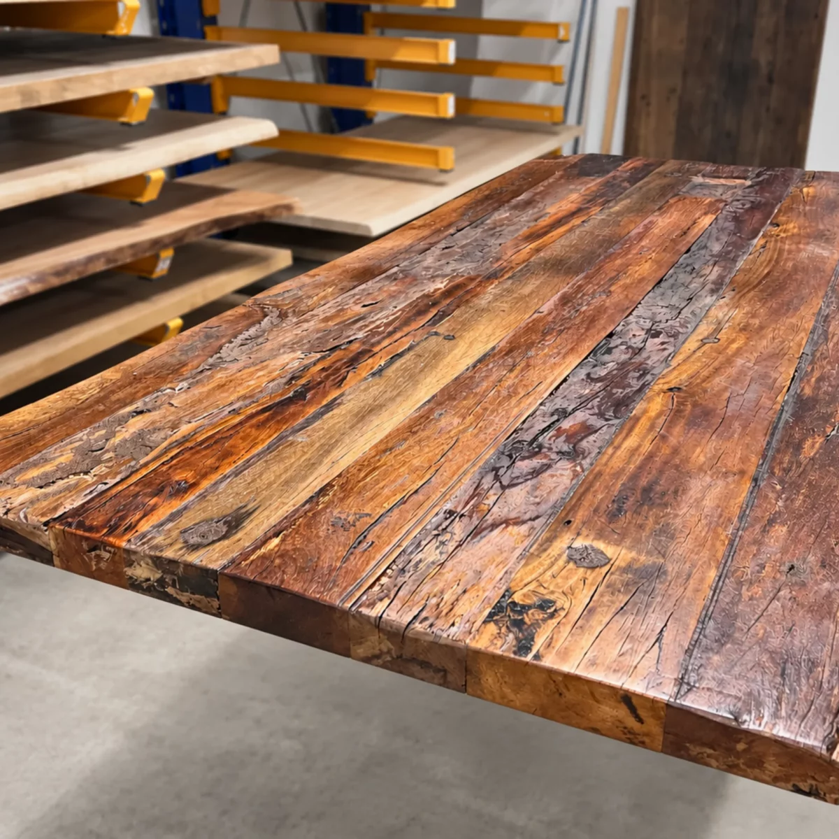 Reclaimed wood tabletops