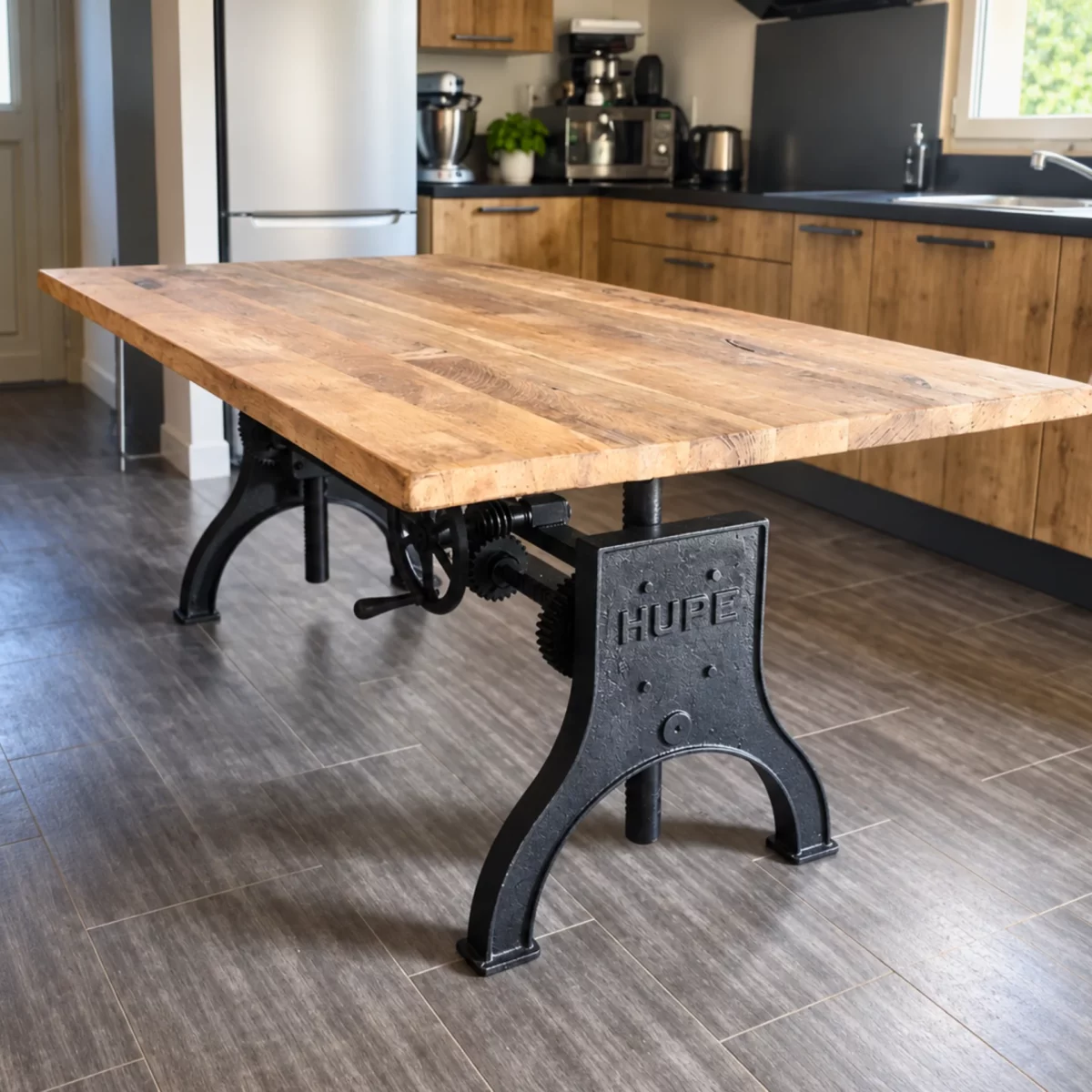 Une table à manger réglable dans une cuisine