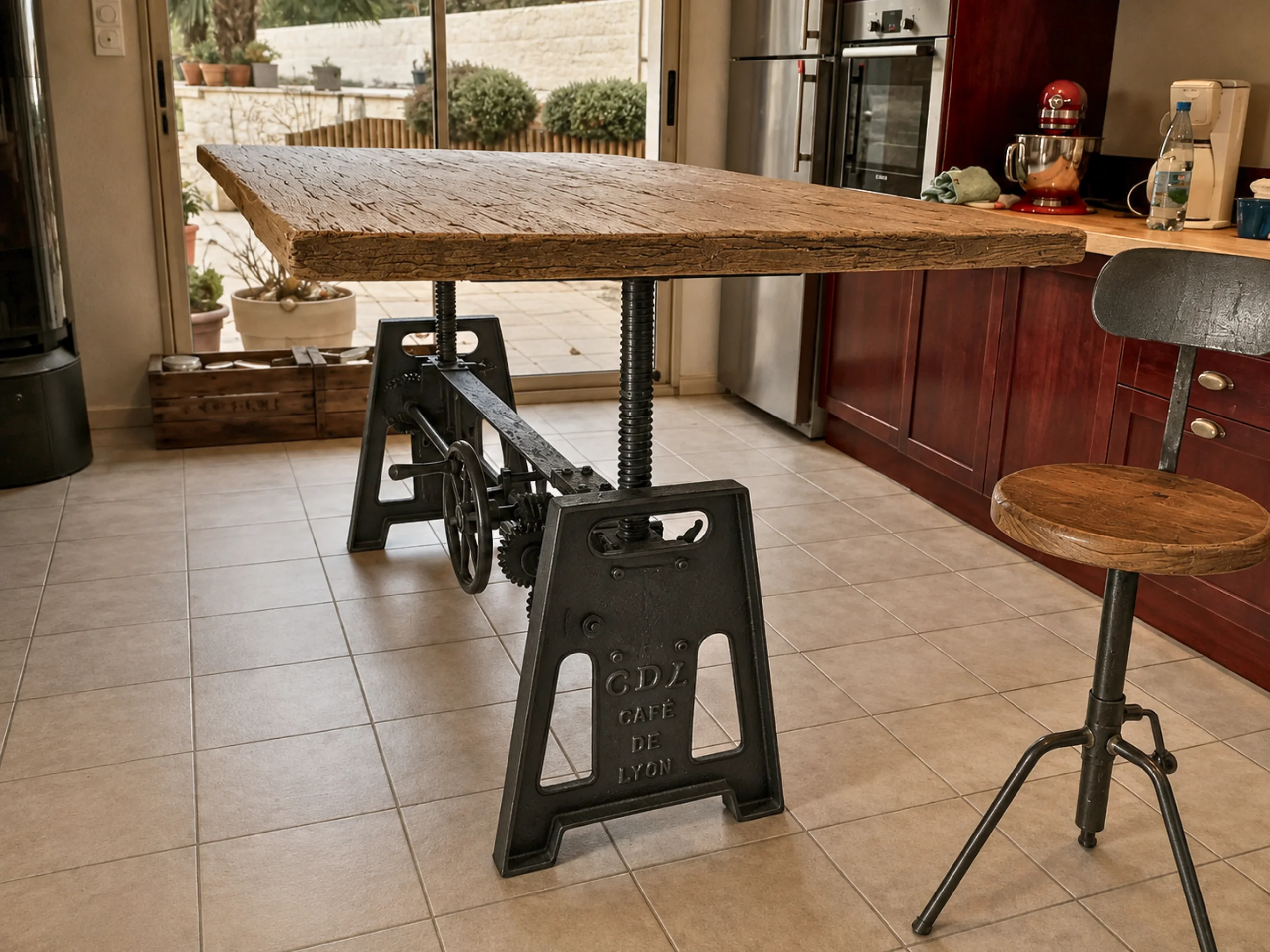 Table Basse Réglable En Hauteur Avec Rangement - Design Industriel Marron, Convertible En Table à Manger Ou Bureau
