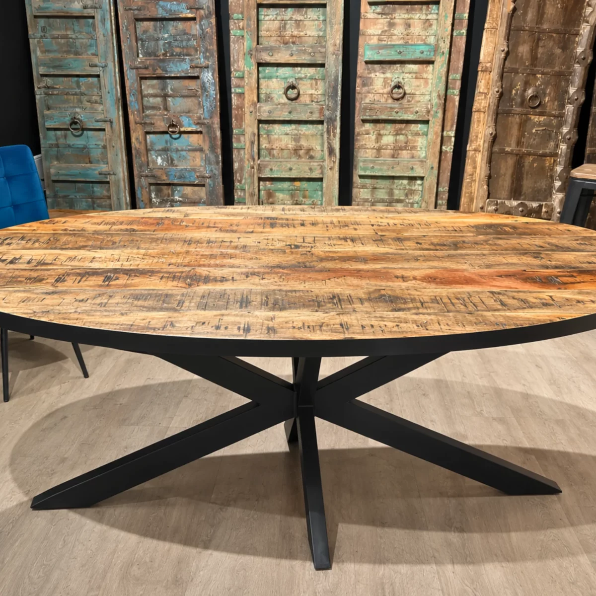 An oval mango wood table